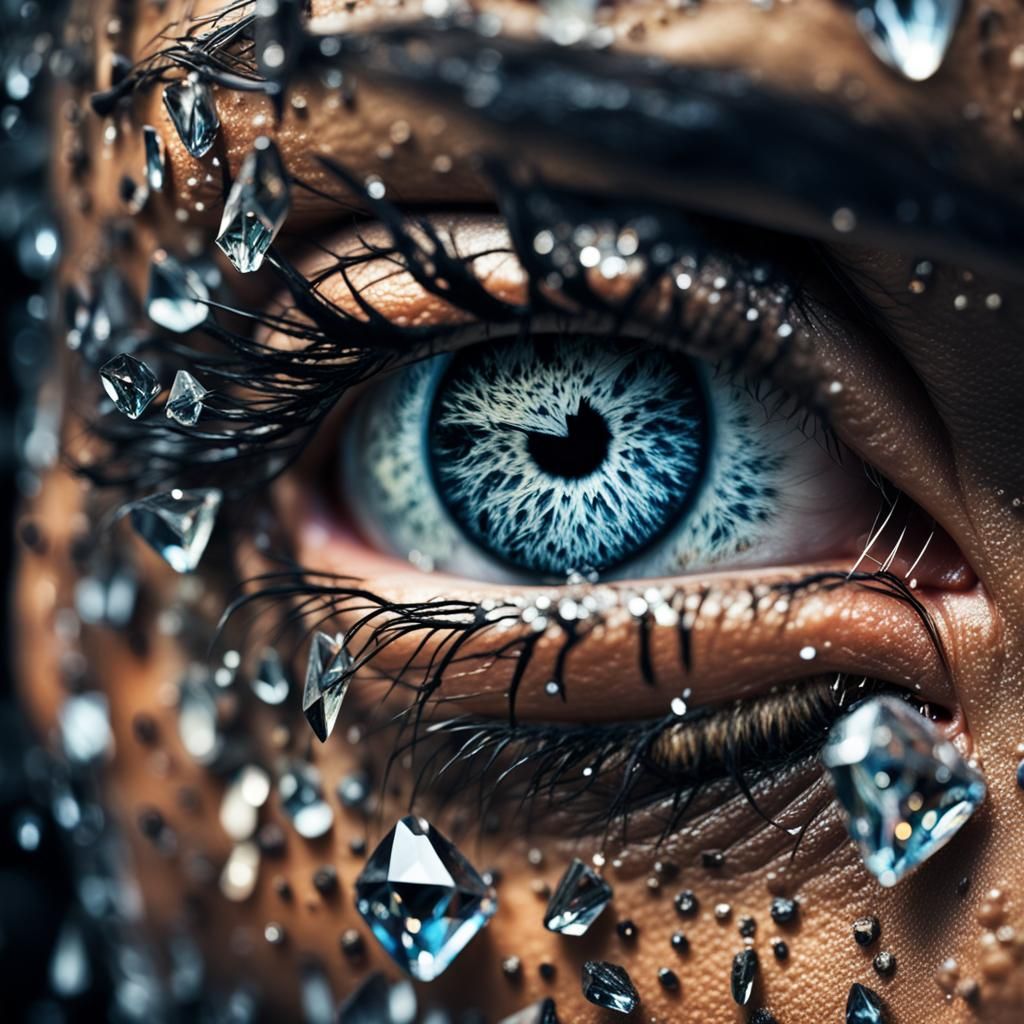 Crystalline Tears: A Hyperrealistic Eye Portrait