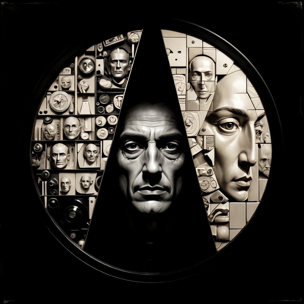 Surreal Cabinet of Curiosities Portrait in Art Nouveau Style