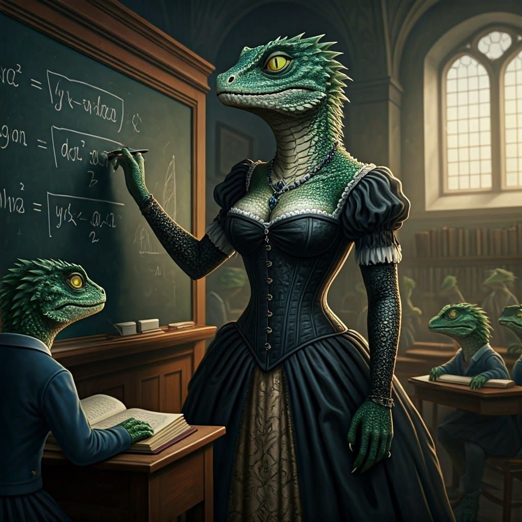 Lizard Lady Teaches Math in Renaissance Style