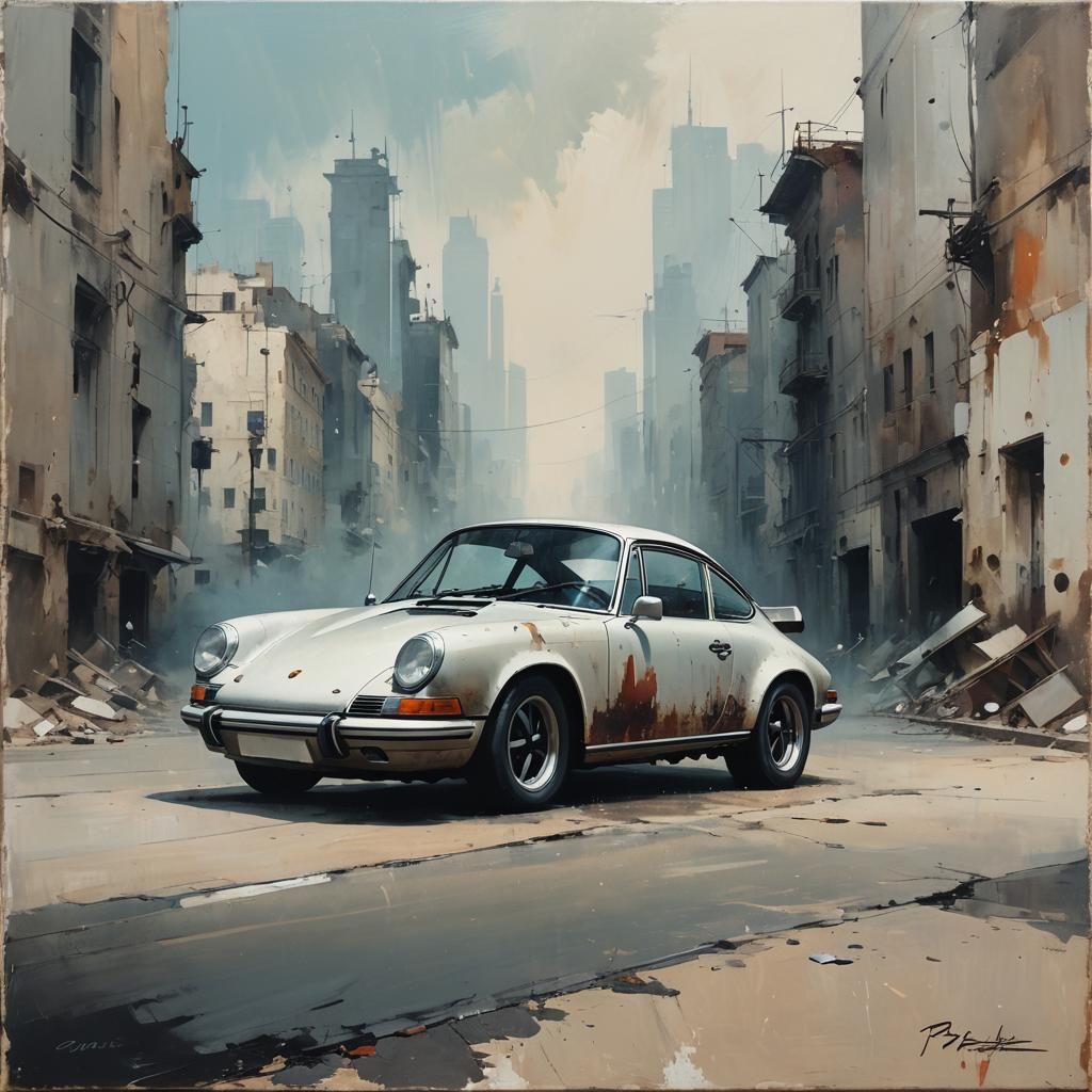 Abstract Canvas Art of a Porsche 911
