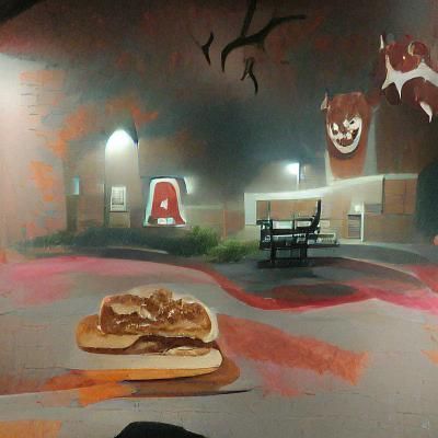 Spooky Midnight Arby's: A Creepy Halloween Painting