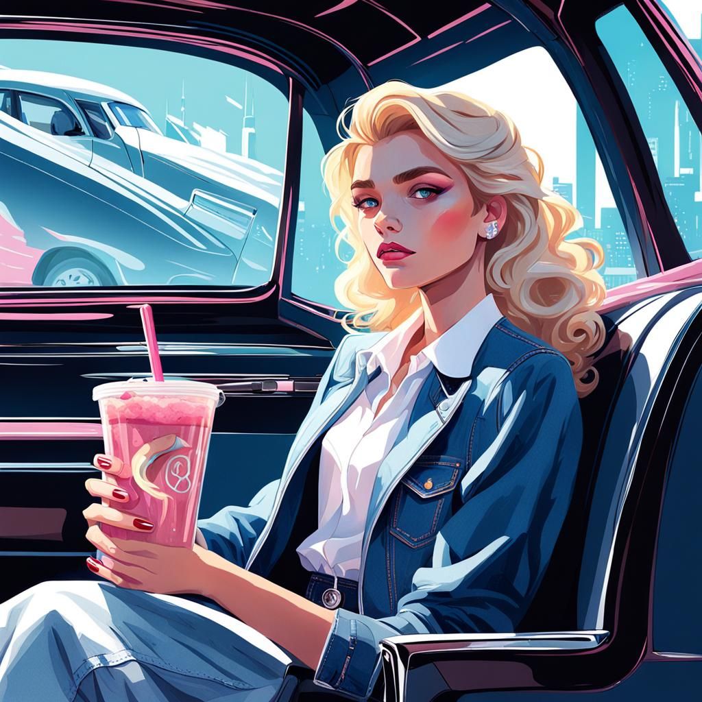 Teen in Limousine: Fantastical Concept Art