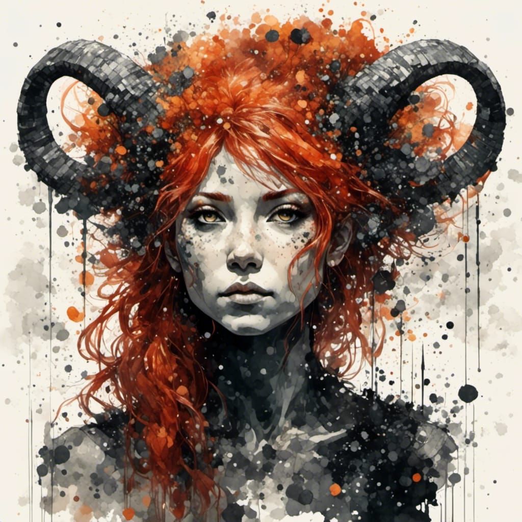 Red-Haired Satyr in Antique Watercolor Style