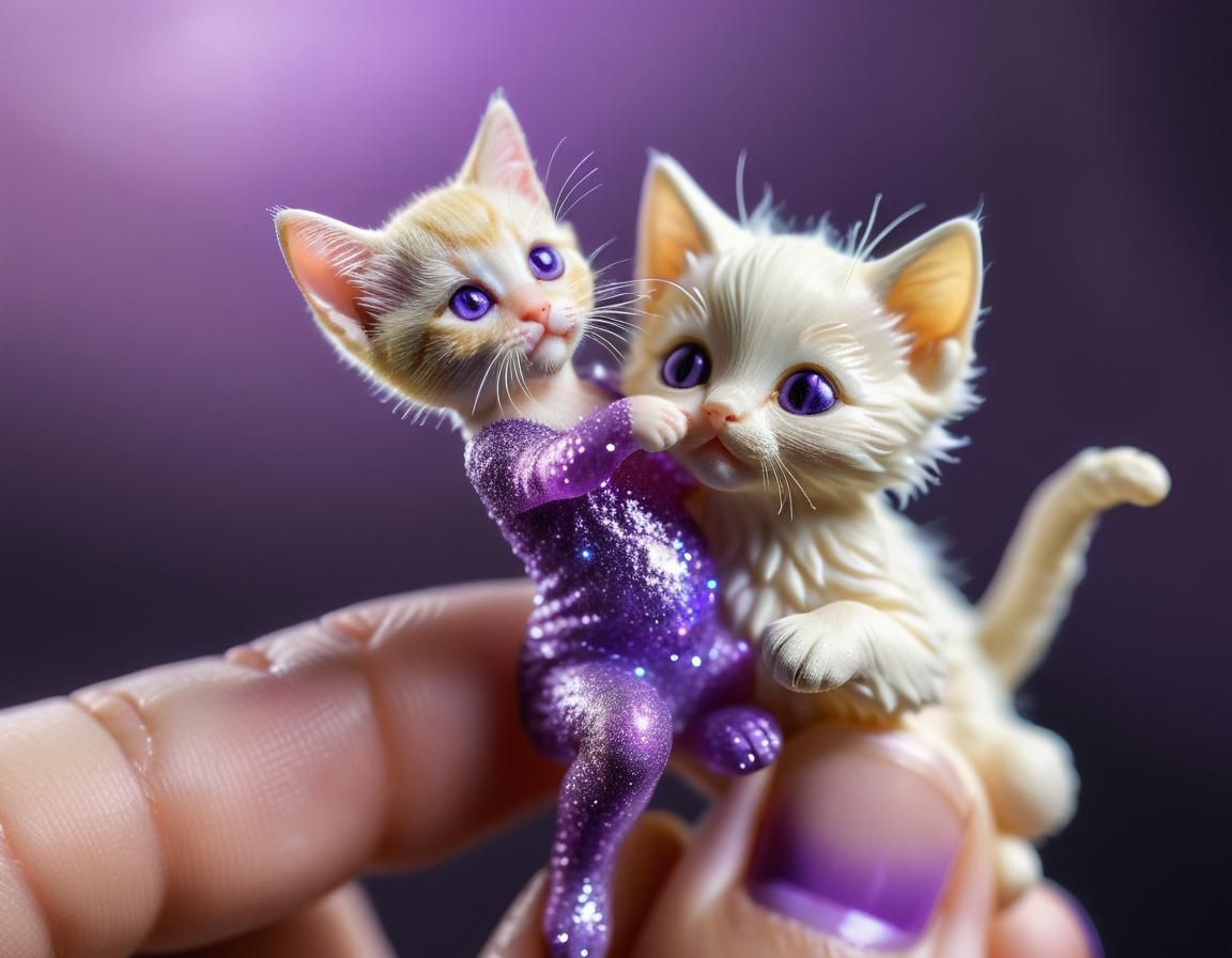 Fairy and Kitten Hug: Photorealistic Macro Image