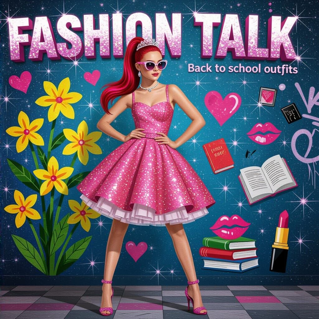 Teen Magazine Cover: Fashion Talk in Glitter Style