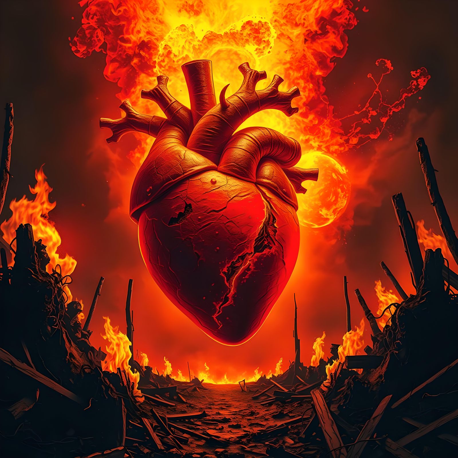 Burning Heart Amidst Destruction