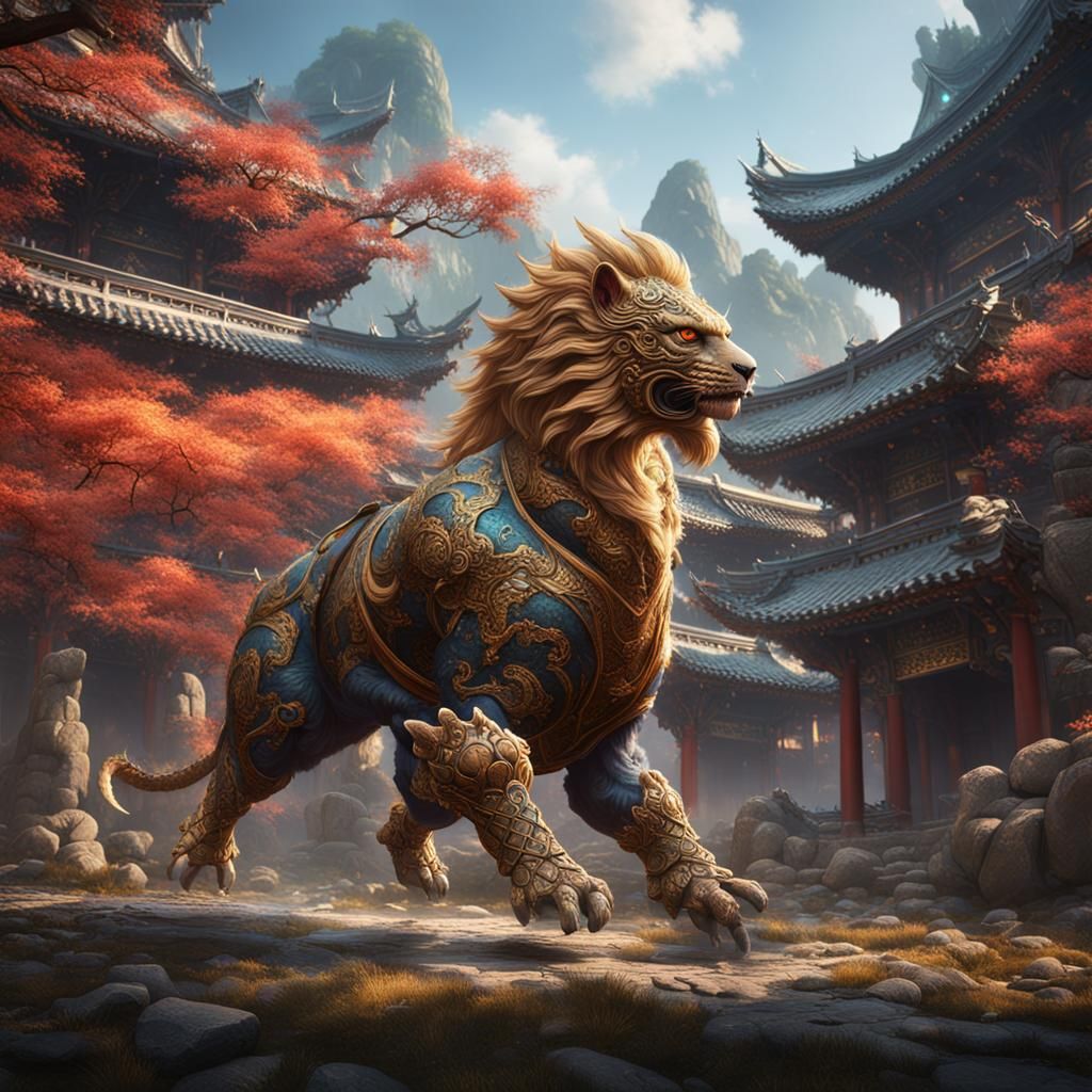 Animals Practicing Tai Chi in Detailed Matte Painting
