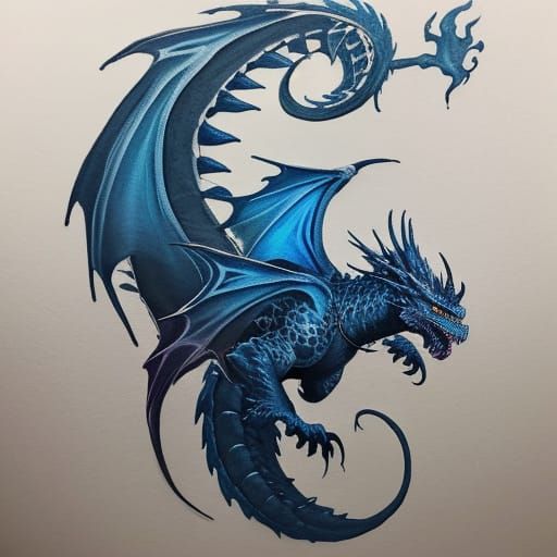 Alcohol ink drawing of a dragon's foot tattoo on a neck and ...