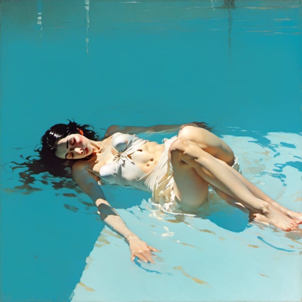 Woman in Pool: A Pre-Raphaelite Vision