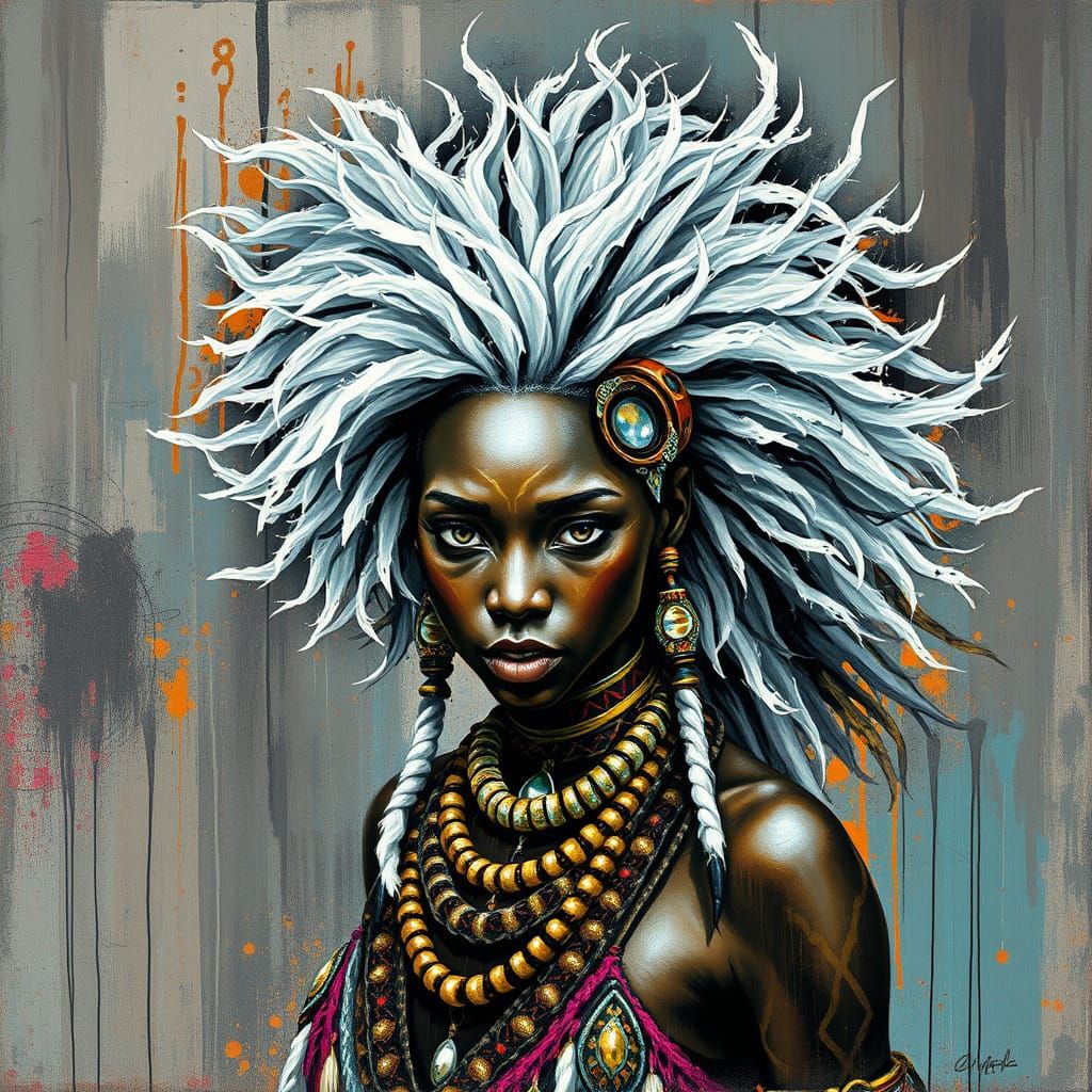 Powerful African Witch in Urban Art Fusion