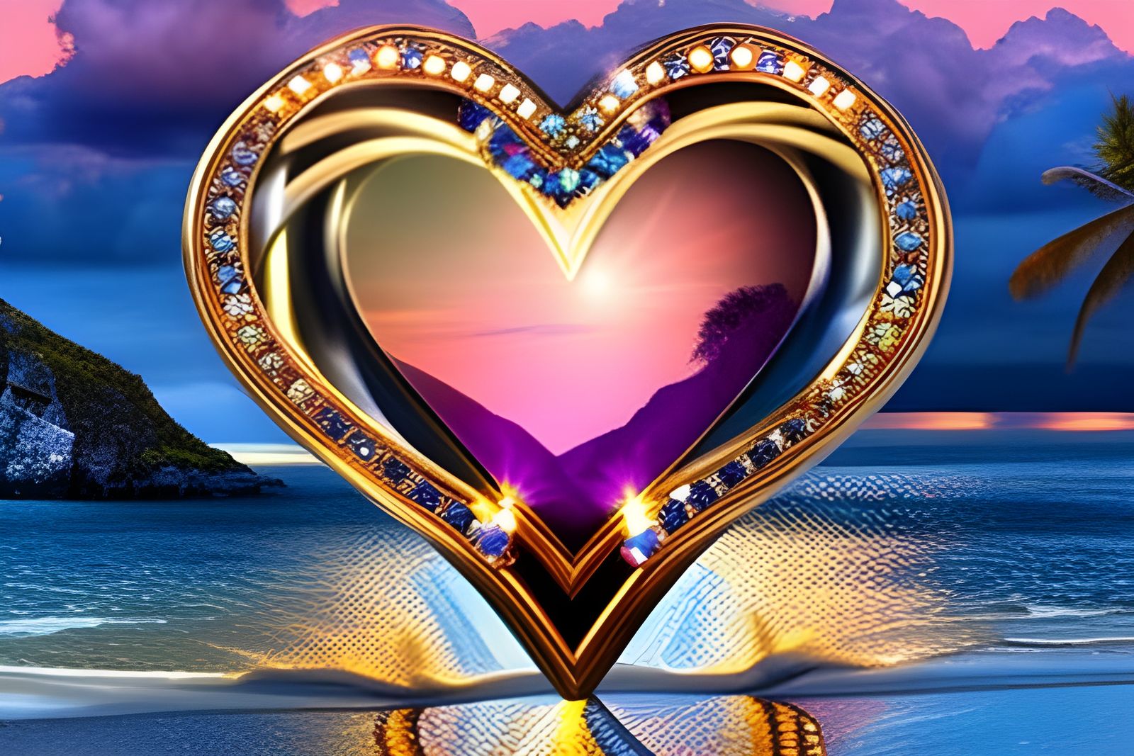 Open framed heart upon the beach