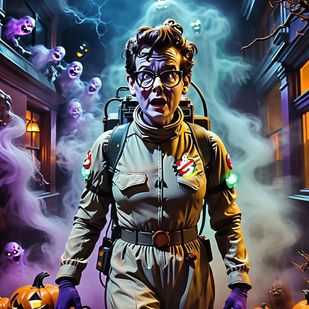 Halloween Chaos at Ghostbusters Museum: Digital Art