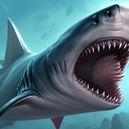 Cartoon Shark in Dark Fantasy Style