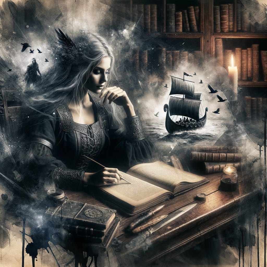 Norse Goddess Lost in Viking Longboat Dreams
