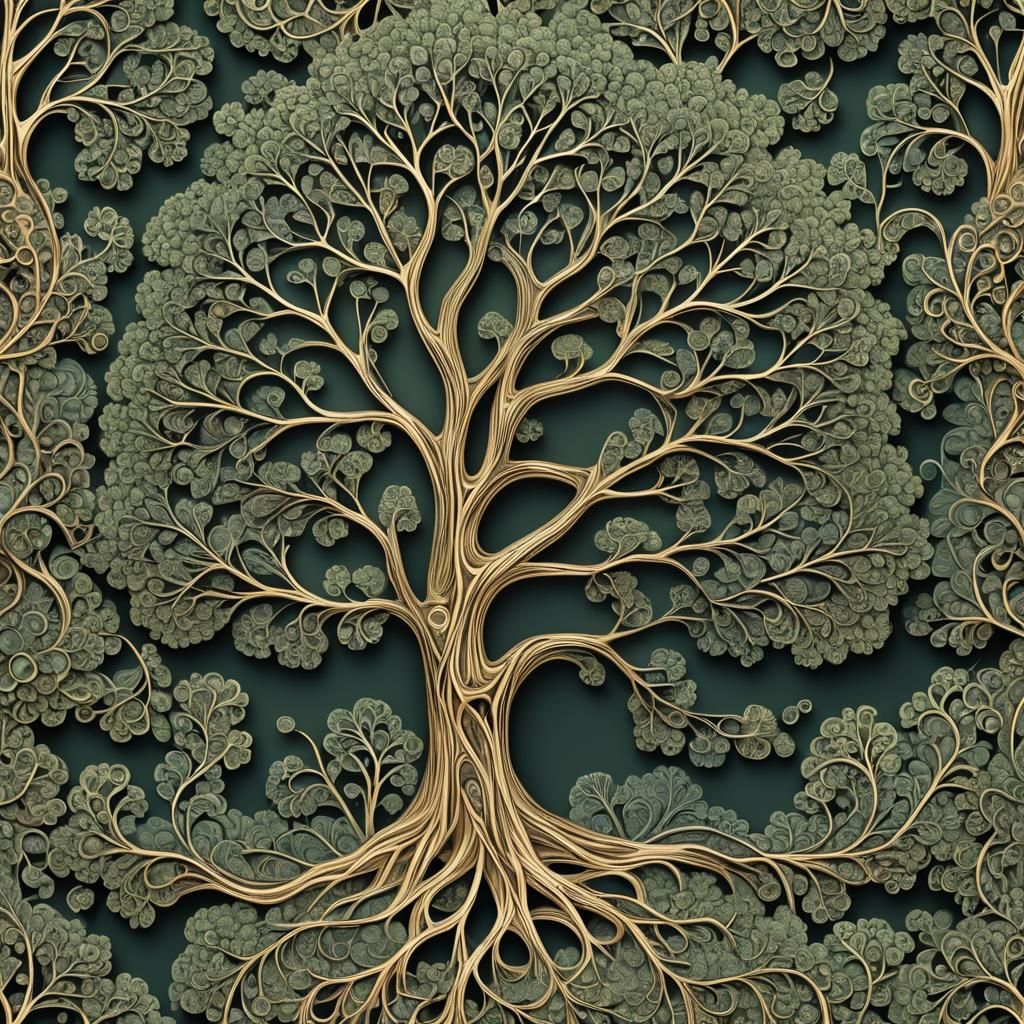 Abstract Vector Tree with 3D Shading