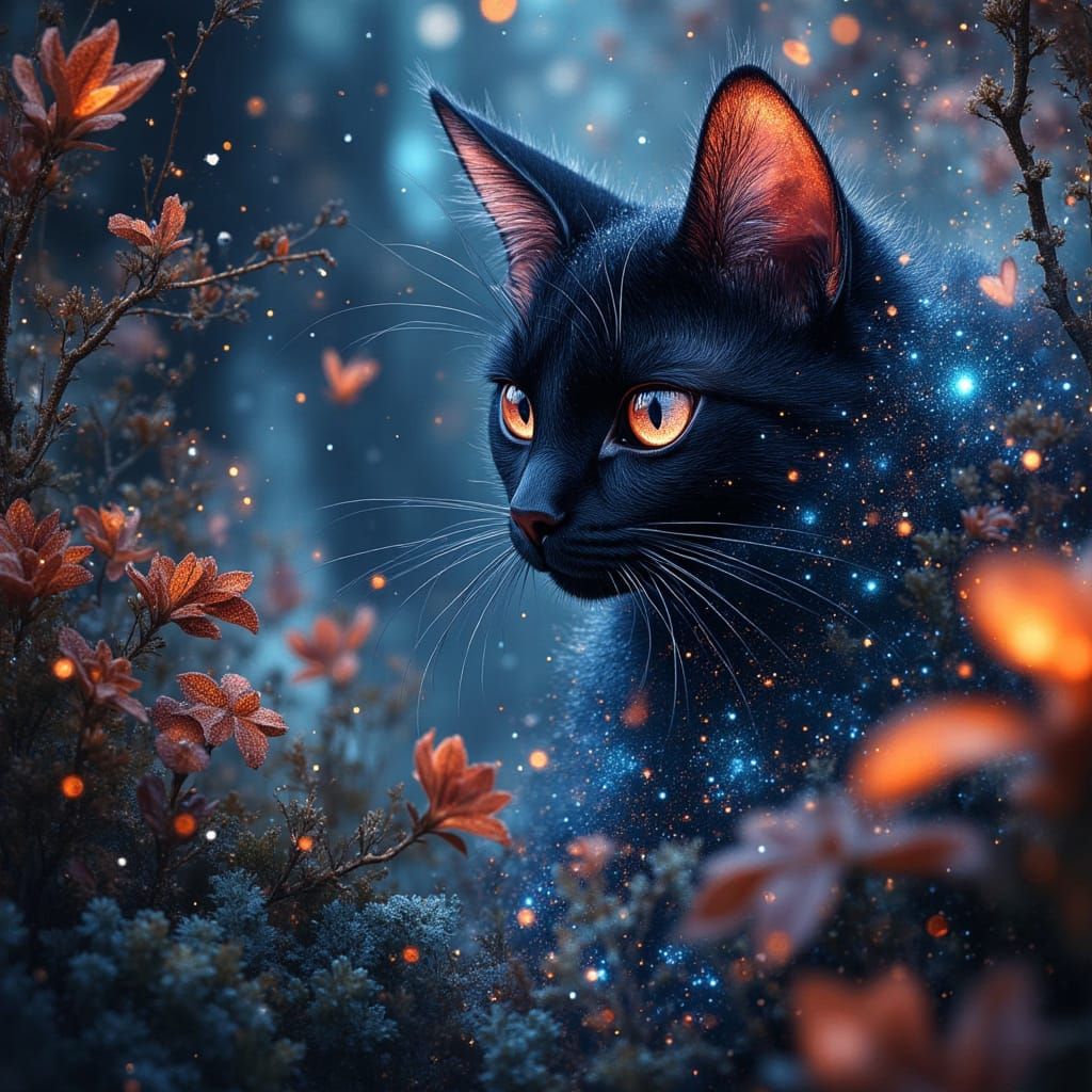 Bioluminescent Cat in Alien Jungle