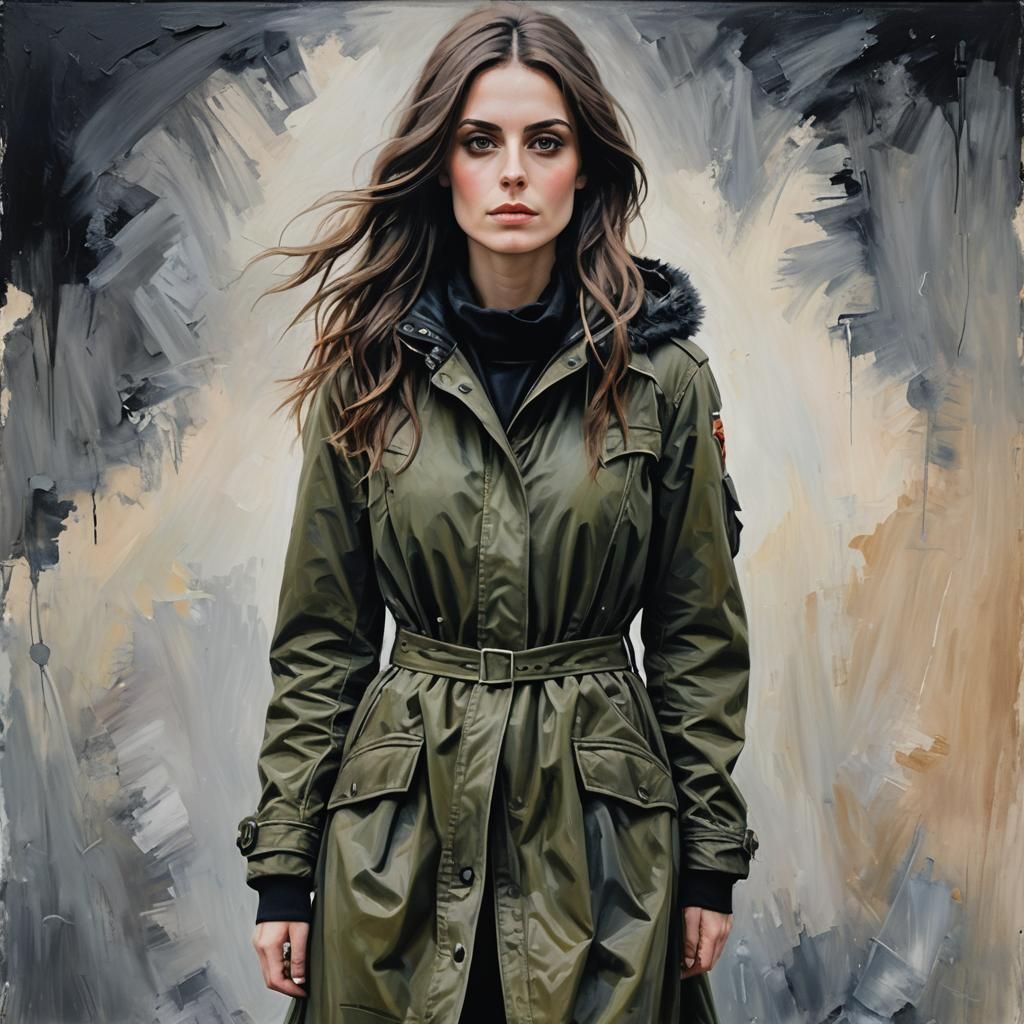 ETHEREAL LASS (incomplete painting), white background, oil p...