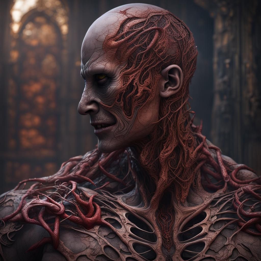 Man with Detachable Body Parts: Detailed Matte Painting