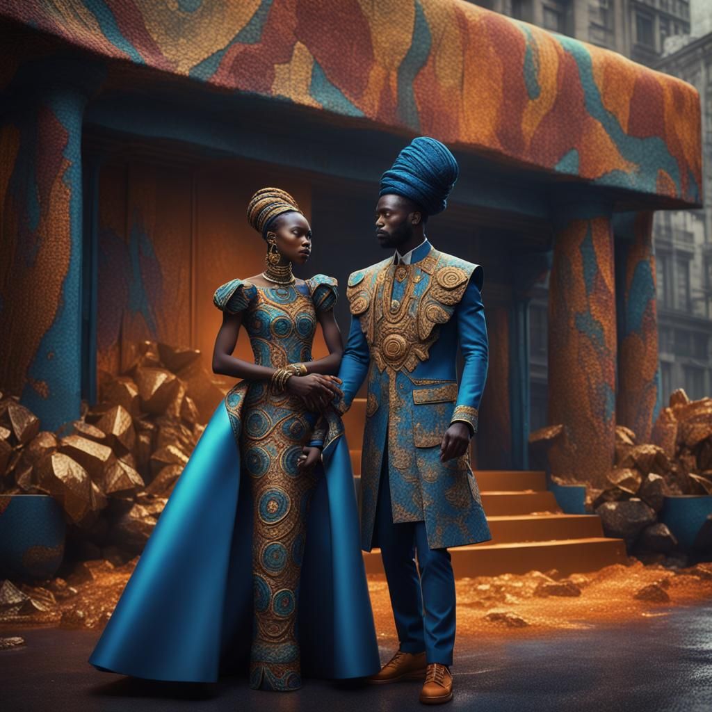Congolese Couture Couple in NYC: Afrofuturism Realism
