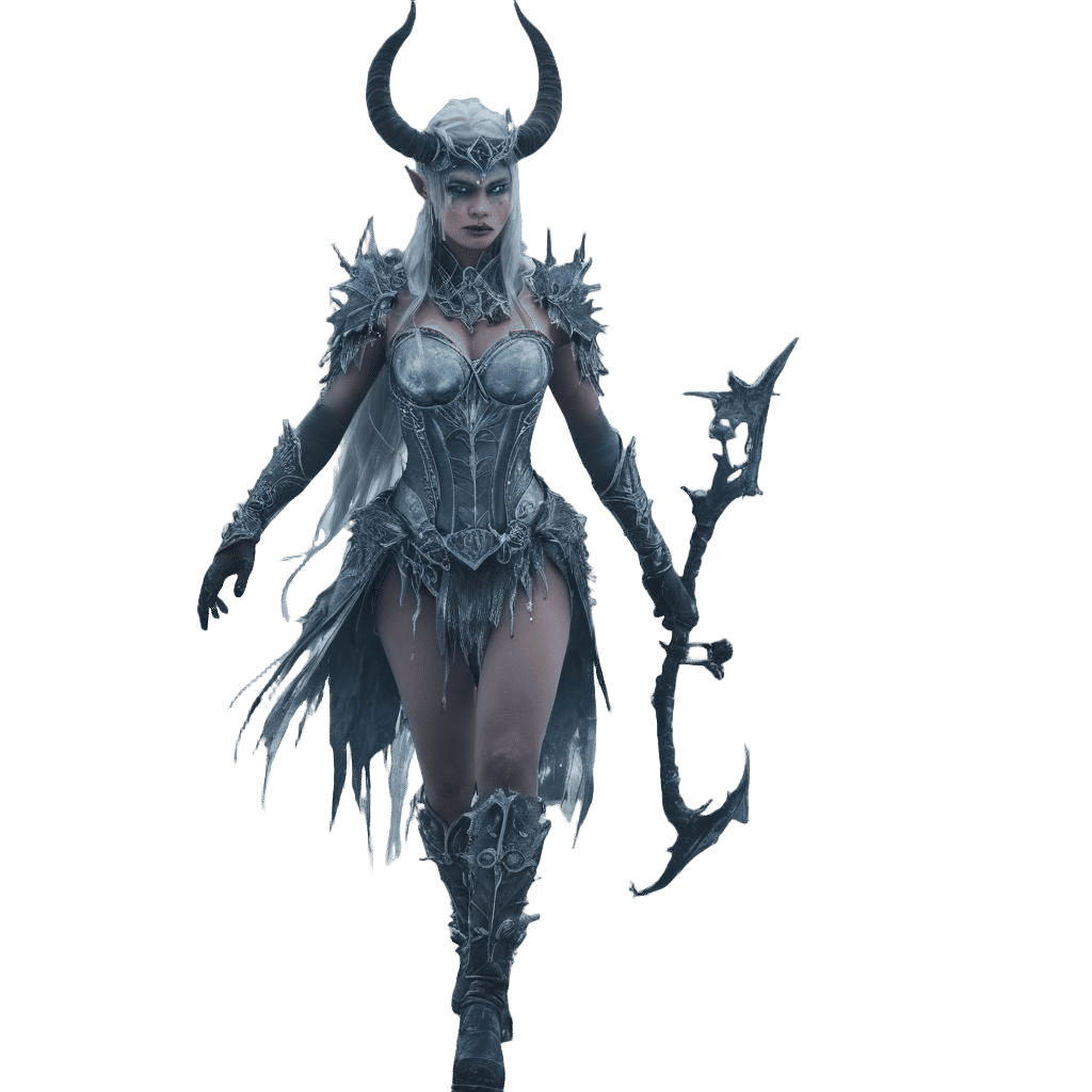 Demon Queen Strides Through Frozen Wasteland