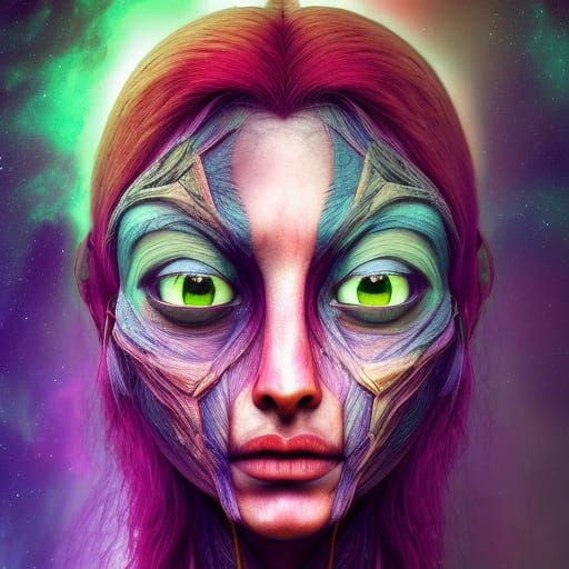 Futuristic Warrior Portrait in Electric Fantasy Style