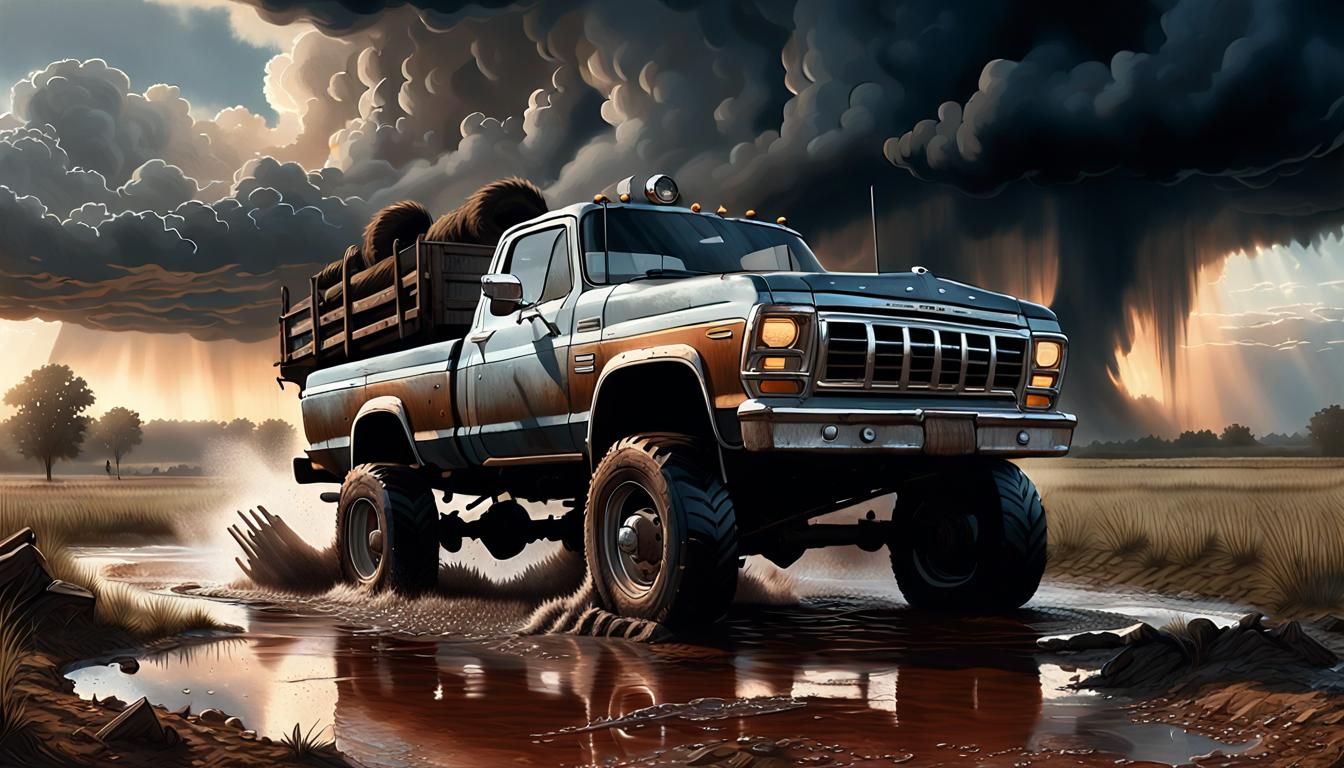 Washing a Truck: Rustic Rural American Realism