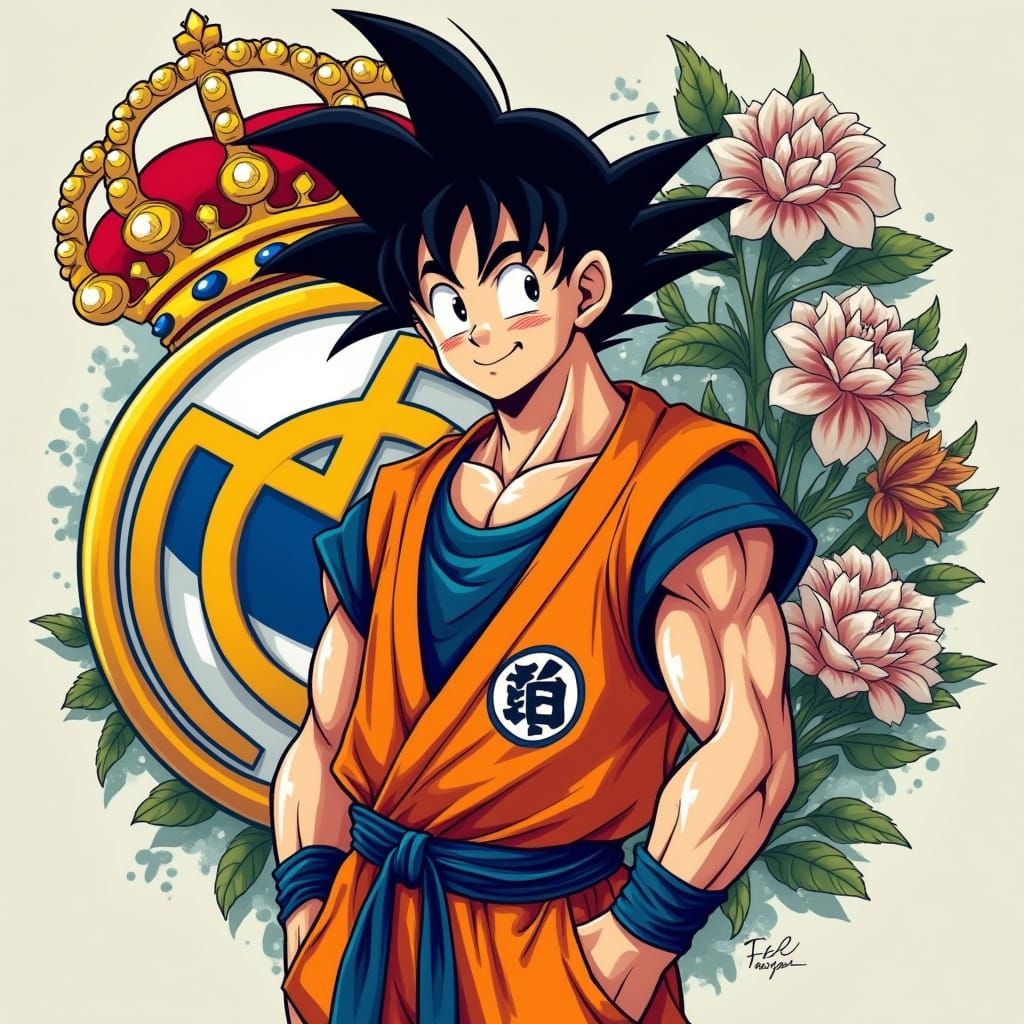 Confident Urban Youth with Goku-Inspired Elements and Real M...