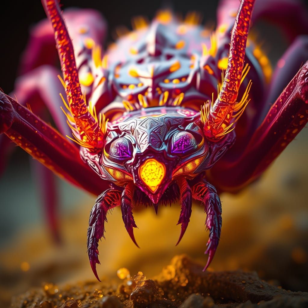 Hyperdetailed Macro Demodex Mite in Dark Fantasy Style