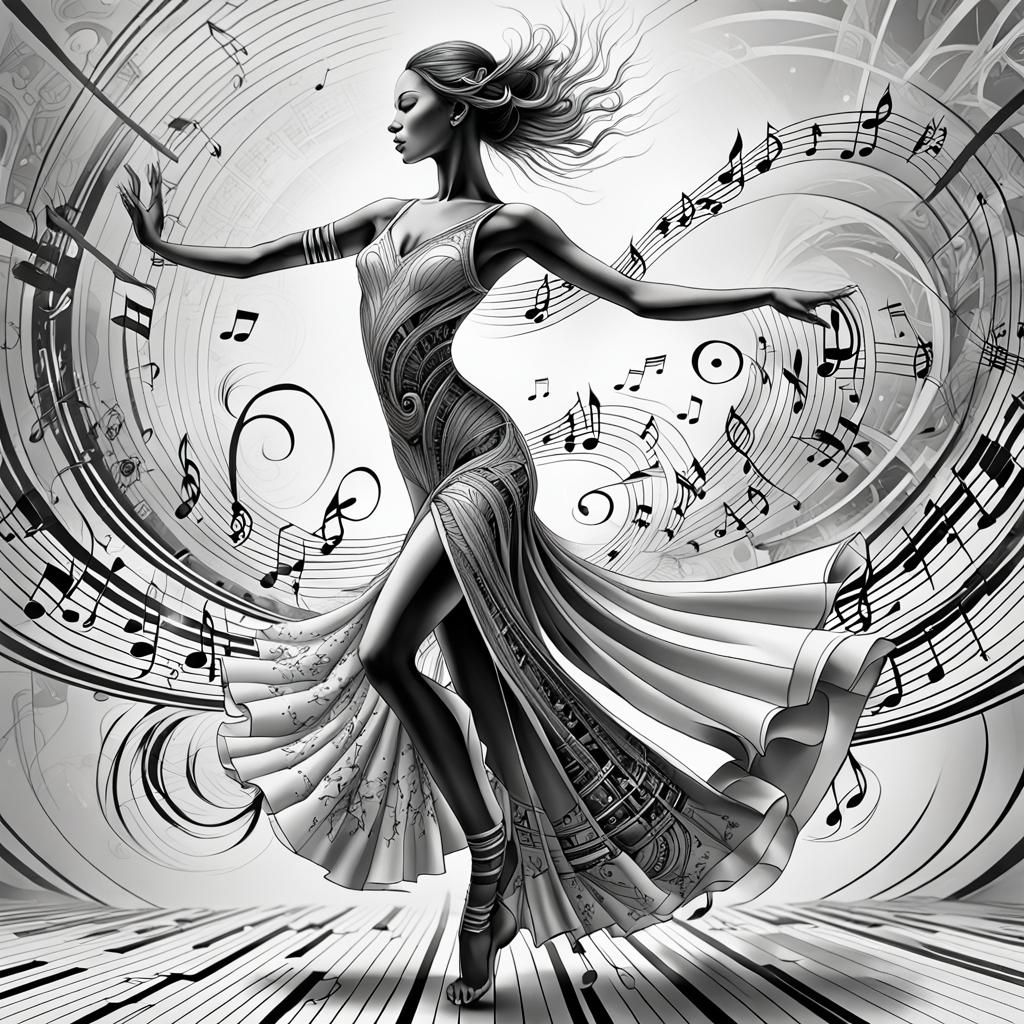 Musical Dance: A Line Drawing of Grace