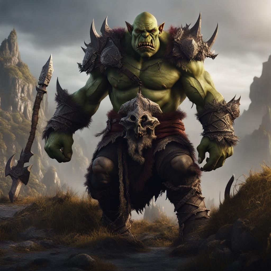 Detailed Orc Matte Painting in Fantasy Art Style