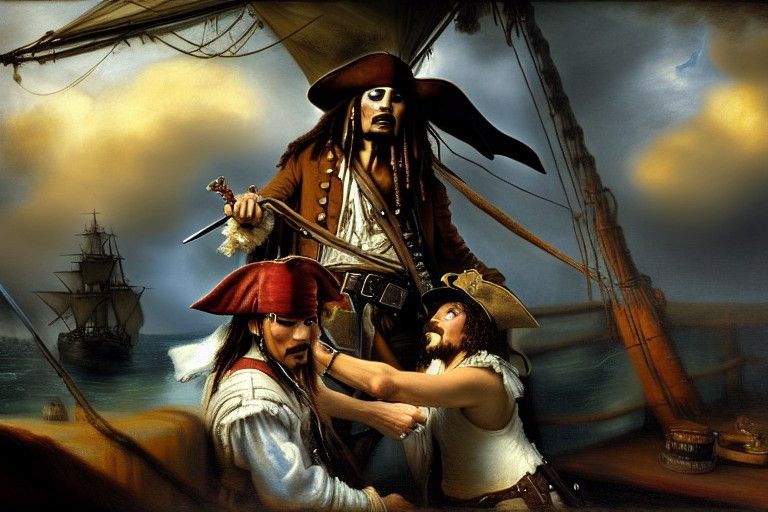 Fictional Characters Clash in a Baroque Painting