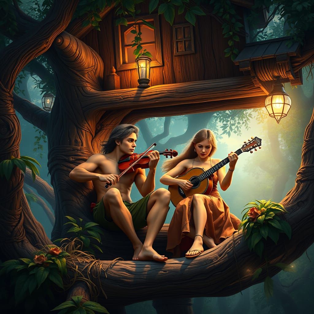 Tarzan Plays Fiddle, Jane Strums Banjo in Enchanted Treehous...