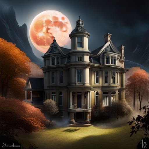 Ghostly Visage Towers Over Old Mansion