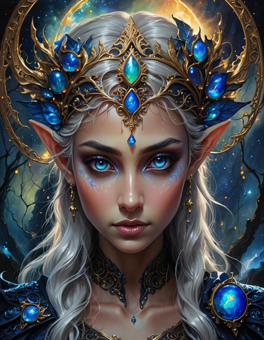Ethereal Elf with Black Opal Jewellery