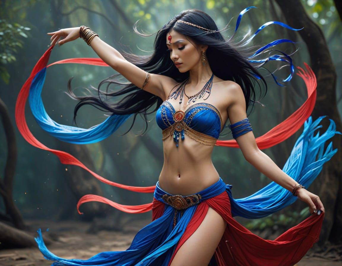 Exotic Apsara with Flowing Ribbons