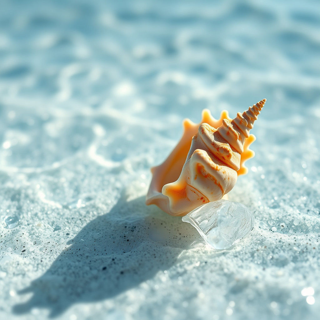 Conch Shell Detail in Crystal Clear Icy Water