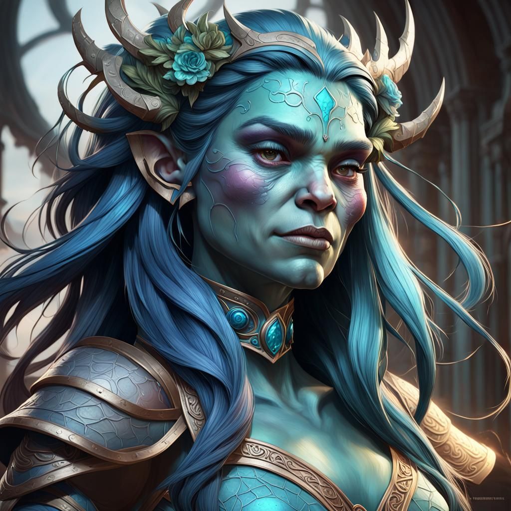 Detailed Portrait of a Troll Queen in Unreal Engine