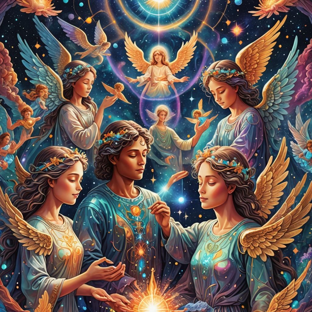 Angelic Assistance for Healthy Rest: Cosmic Illustration