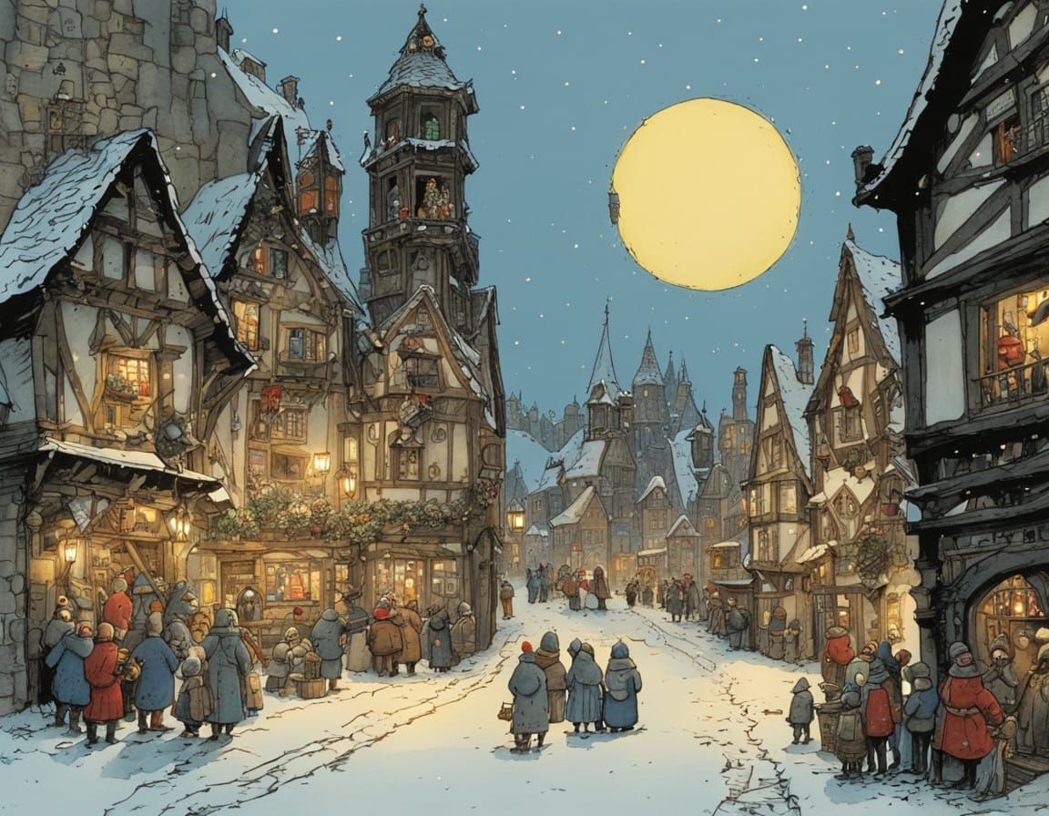 Medieval Town in Festive Spirit with Baroque Influence