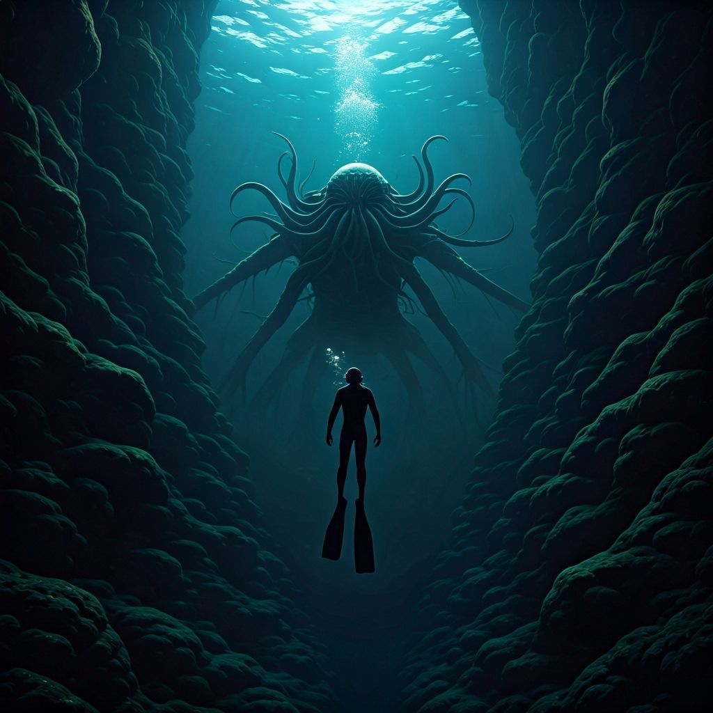 Diver Stares into Abyss: Eldritch Horror Photography
