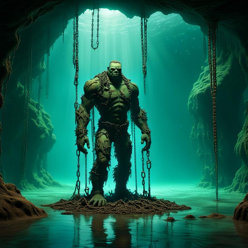 Mud Golem in Ocean Cave: Fantasy Concept Art
