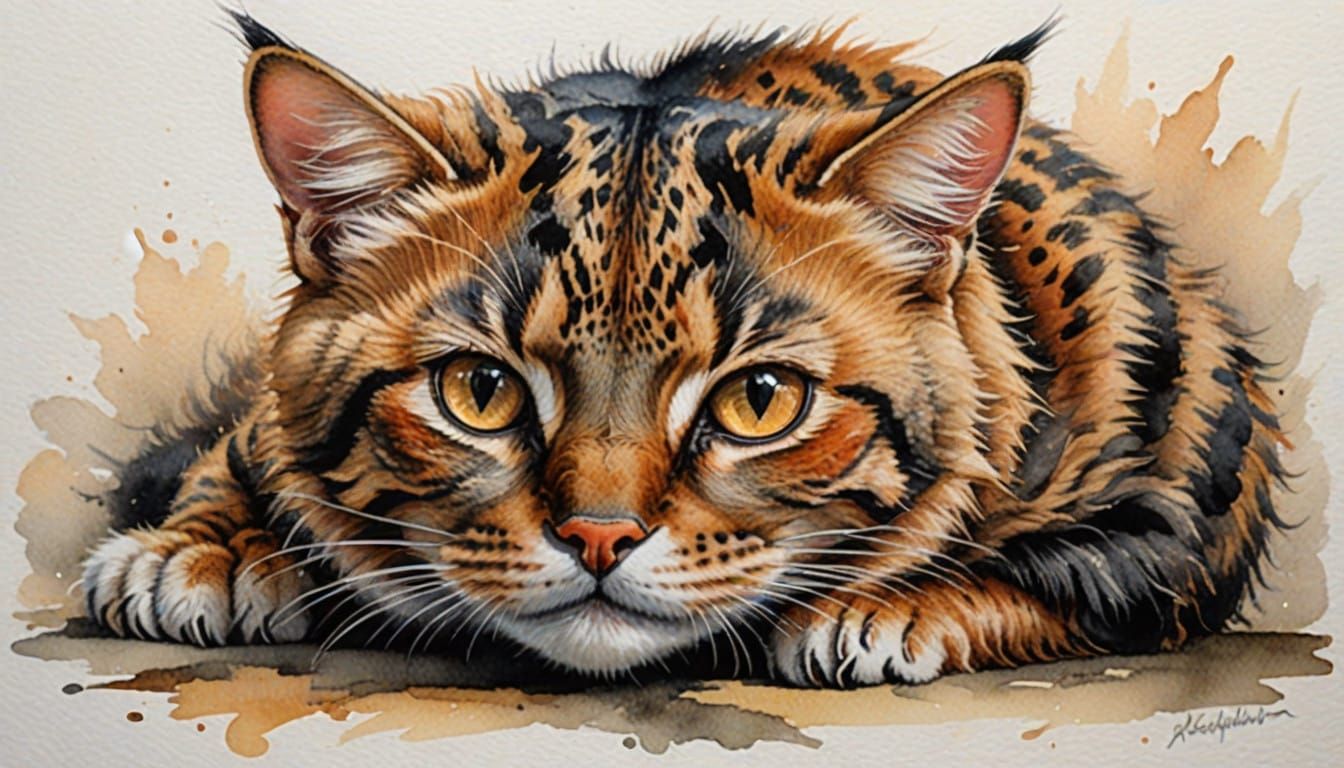 Exquisite Pocket-Sized Prionailurus Kurteni in Romantic Wate...