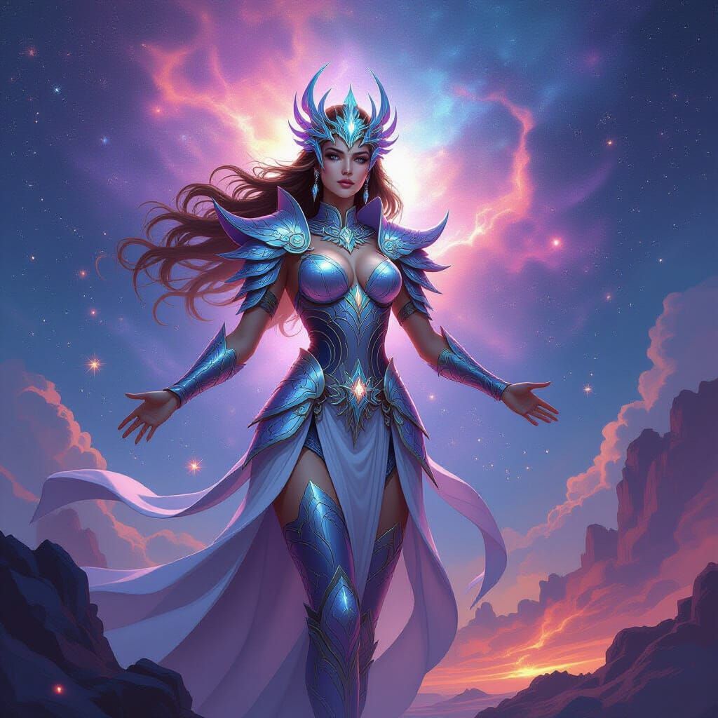 Majestic Goddess Descends in Celestial Armor