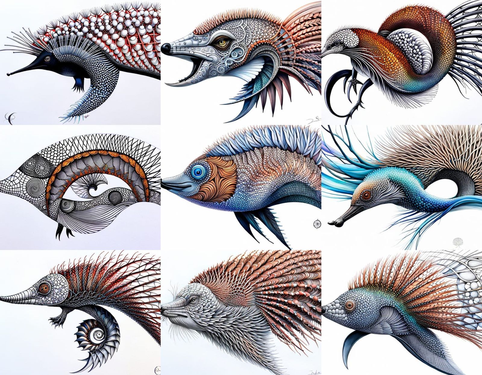 Intricate Echidna Structure with Fractal and Skeletal Elemen...