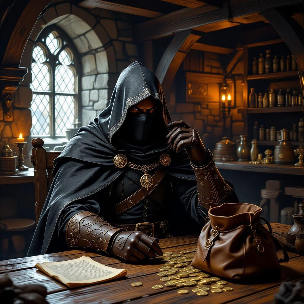 Dark Tavern Scene in Medieval Fantasy Art Style