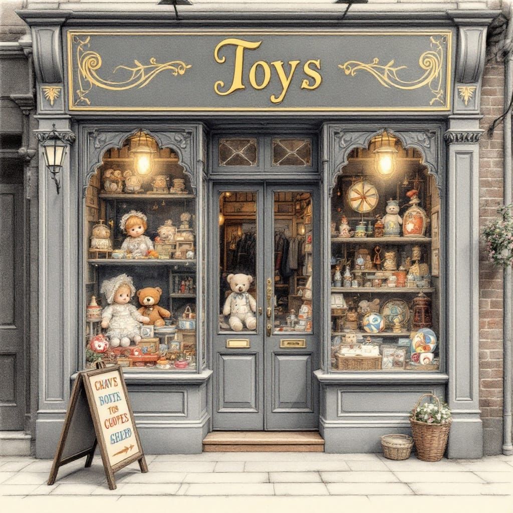 Whimsical Toyshop Front with Nostalgic Charm