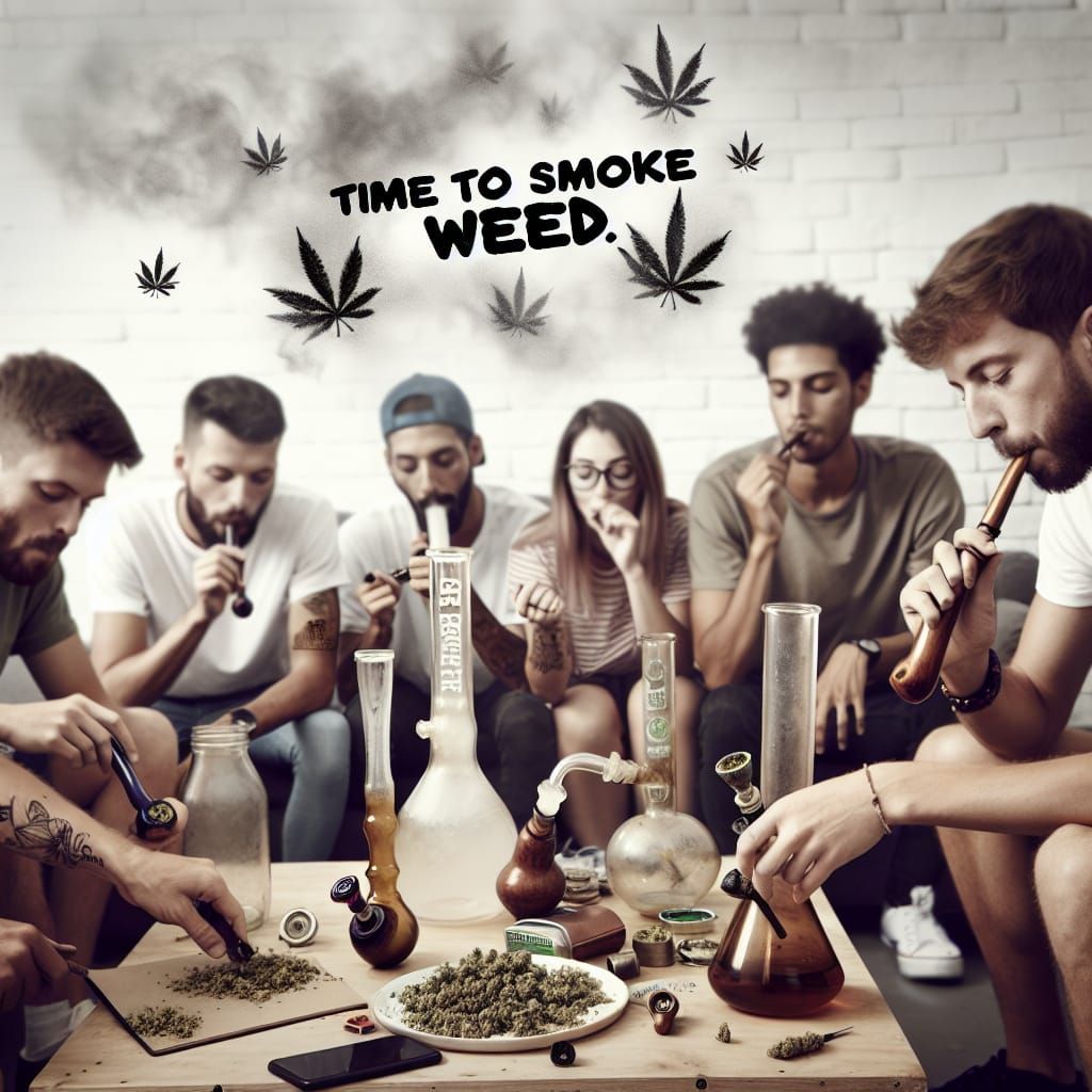 Friends Sharing Cannabis and Smoking Together