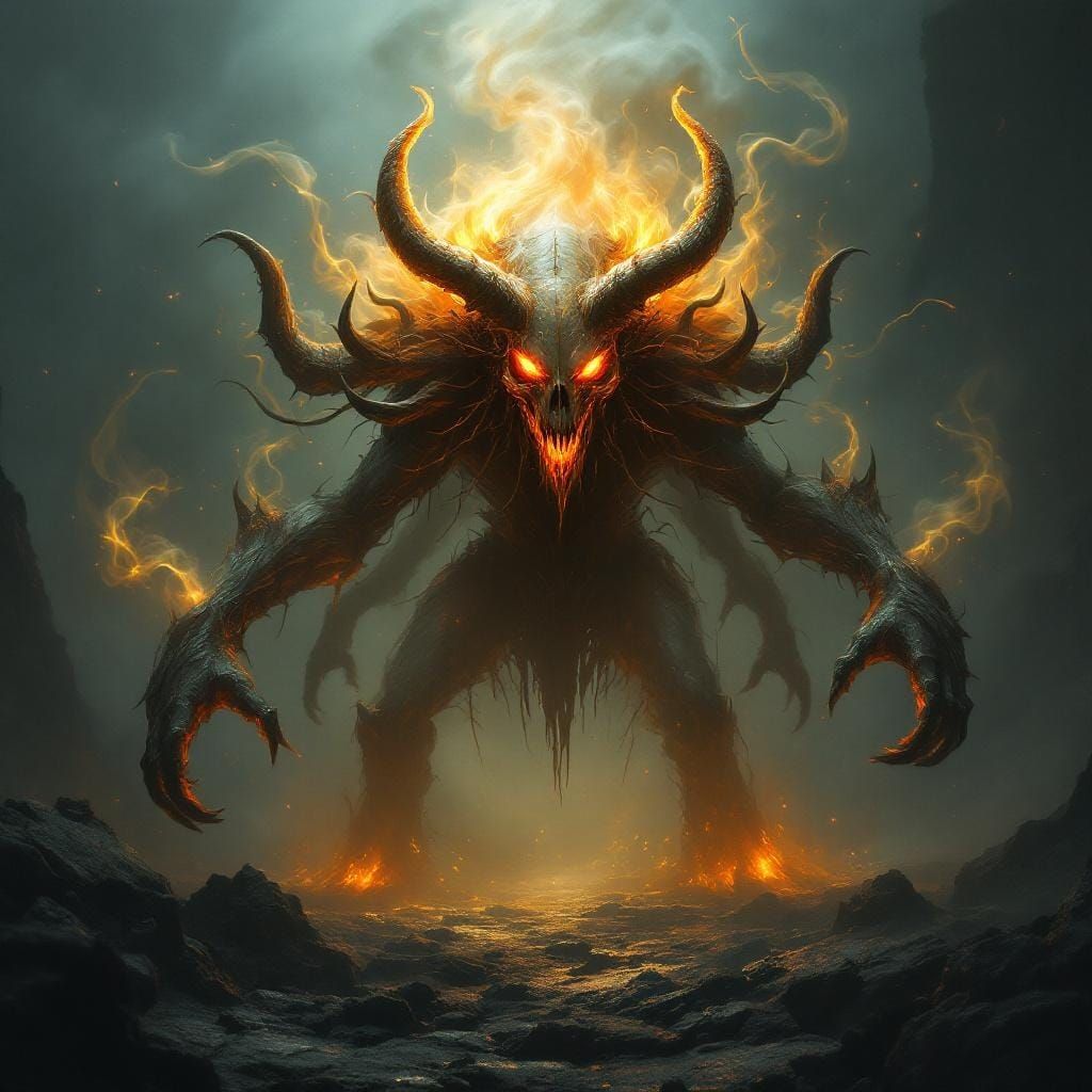 Menacing Smoke Elemental in High-Fantasy Style