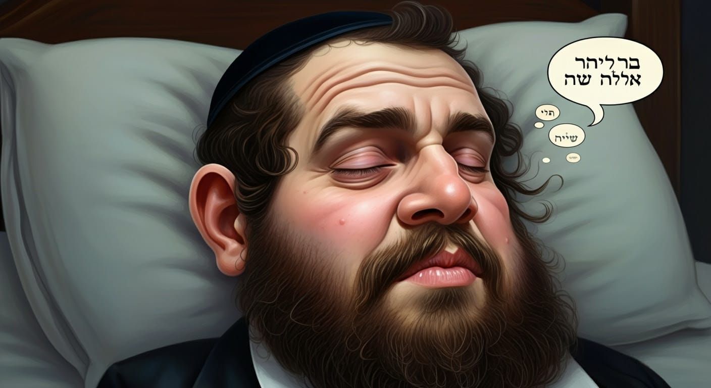 Surreal Close-Up Portrait of a Sleeping Hasidic Man