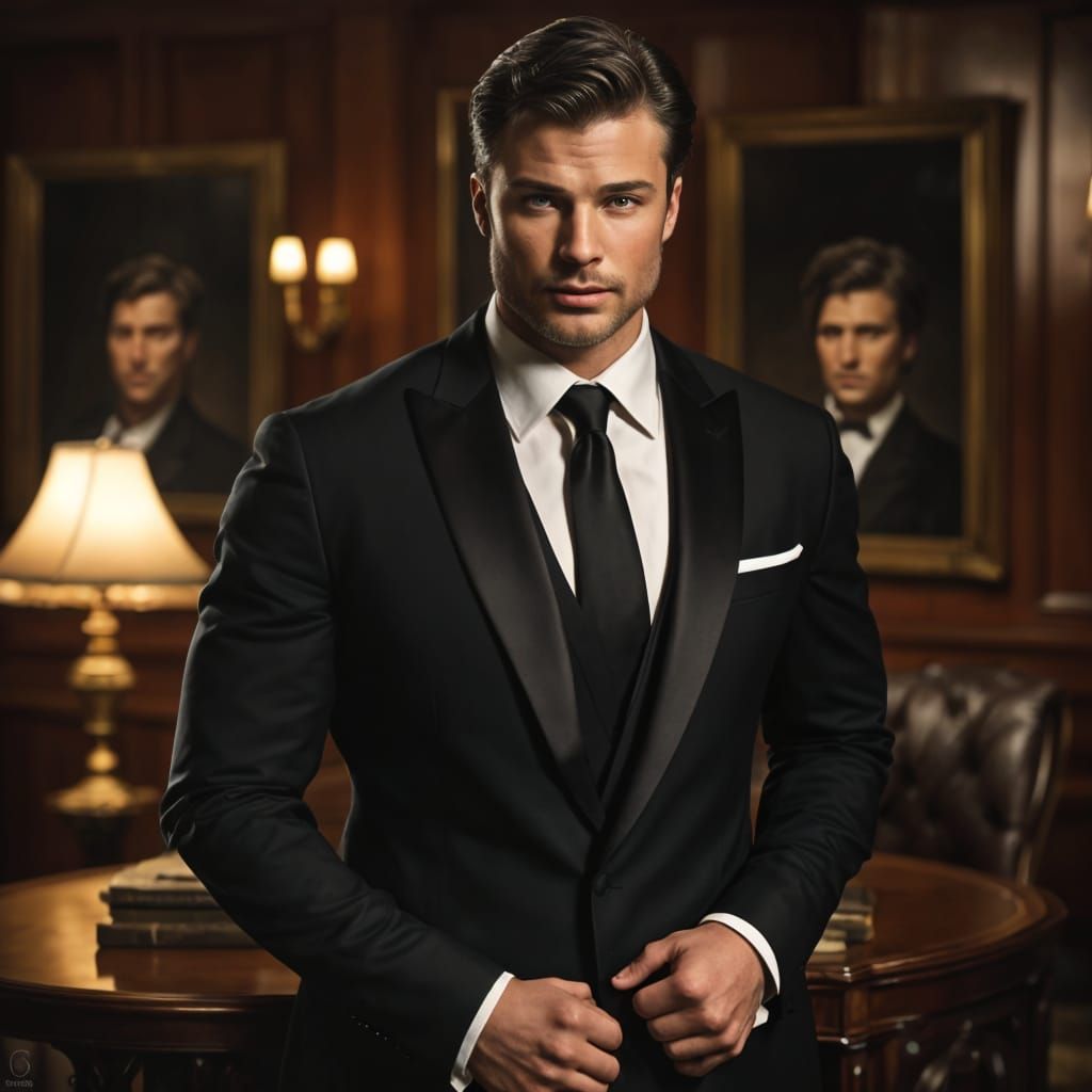 Hyperrealistic Portrait of a Man in Tuxedo